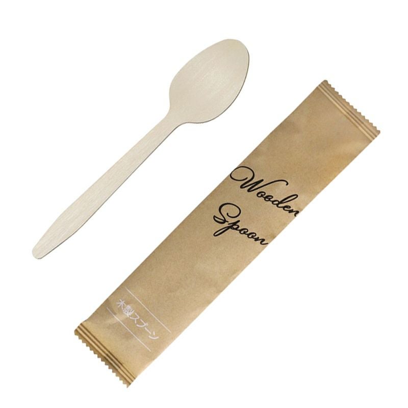 木製スプーン１６５紙個包装(100本入)