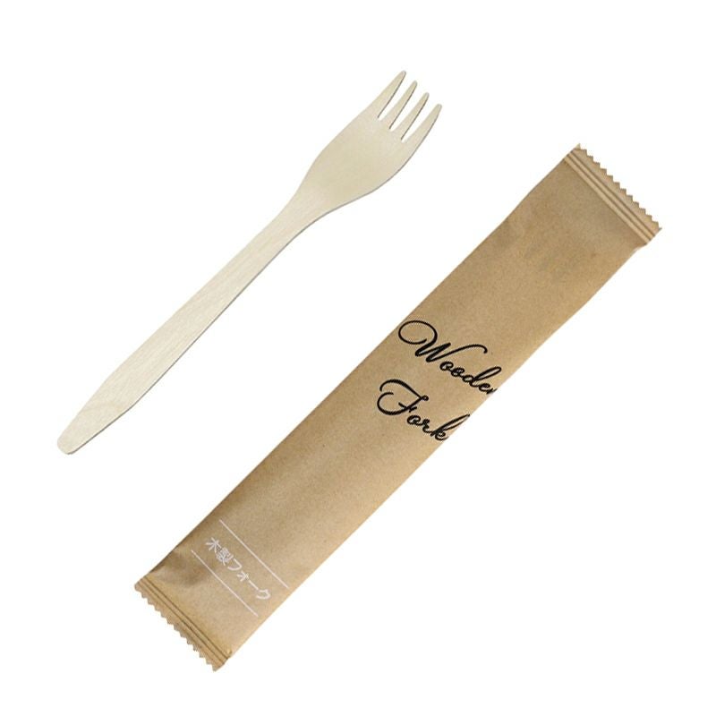 木製フォーク１６５紙個包装(100本入)